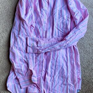 Lands' End Pink and Blue Striped Shirt